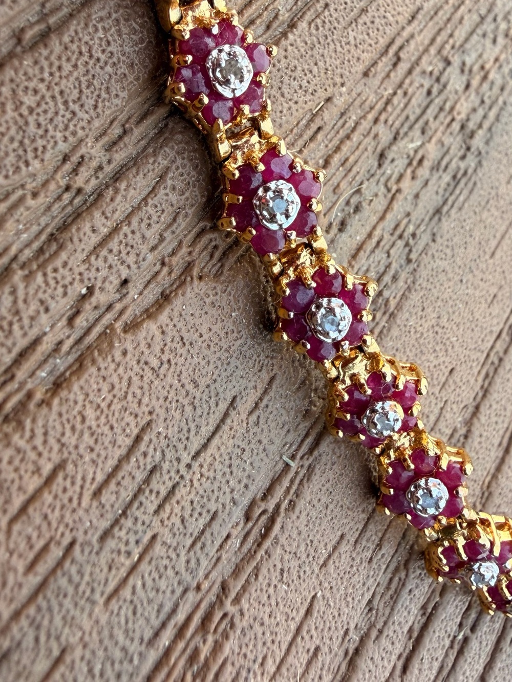 9 CTW AA Ruby & Diamond Bracelet 18K Gold Plated 7 Inch - Picture 12 of 12